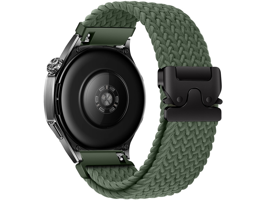 Pulseira esportiva de nylon com estampa de arco-íris e indicador de data Paraquedas, compatível com Huawei GT5 e Samsung Watch7 (verde).