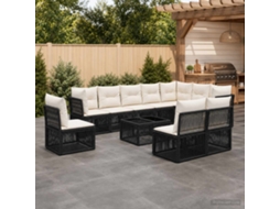 Vidaxl Conjunto De Sofá De Jardim 11 Unid. Preto Vime Pe