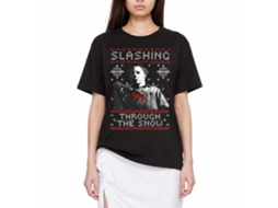 Rockinstone Halloween Movie Slashing Thru The Snow Black Adult T-shirt Size:s