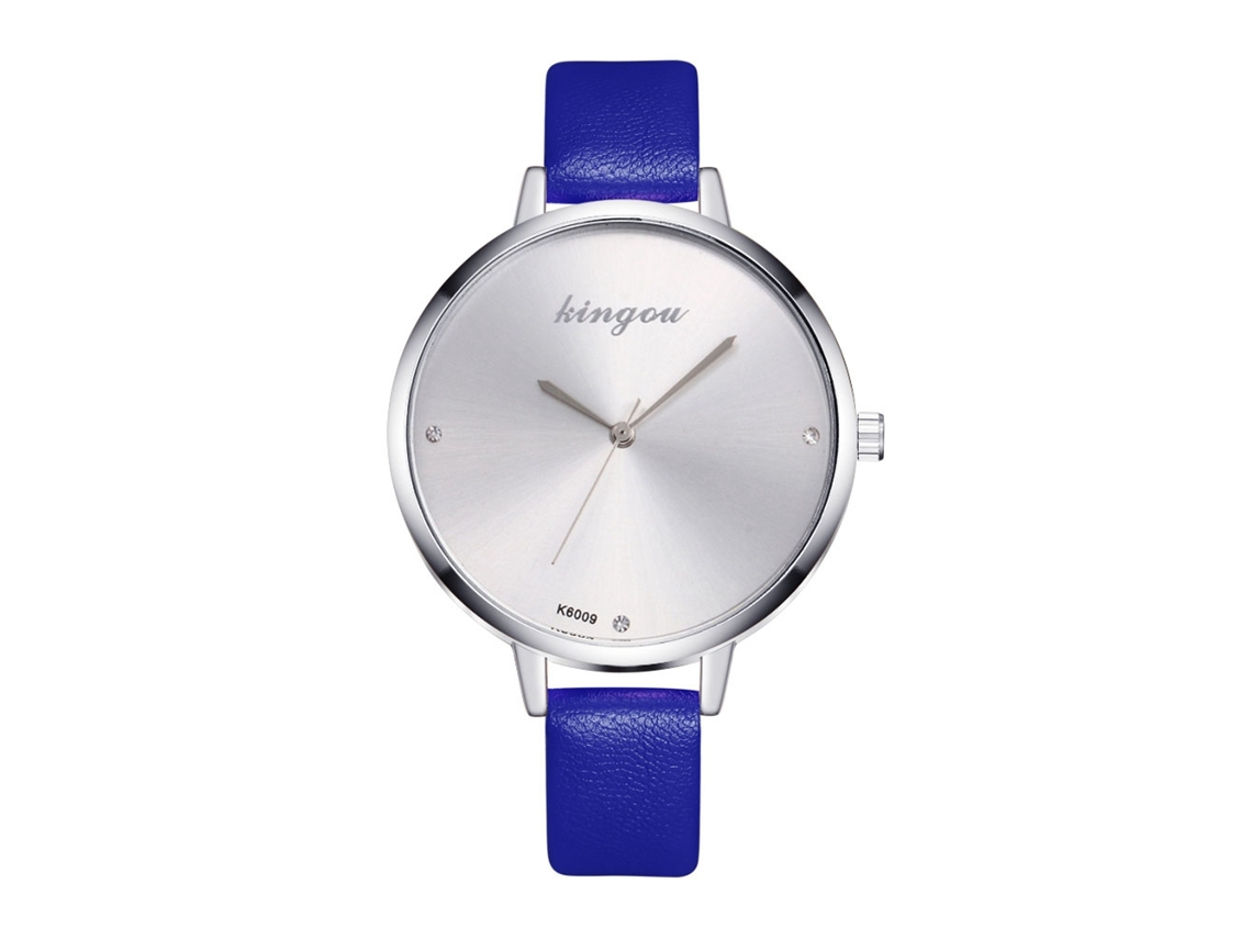 Relógio de Quartzo Feminino Zhoulianfa K6009 1a com Pulseira Pu Estilo Simples Azul