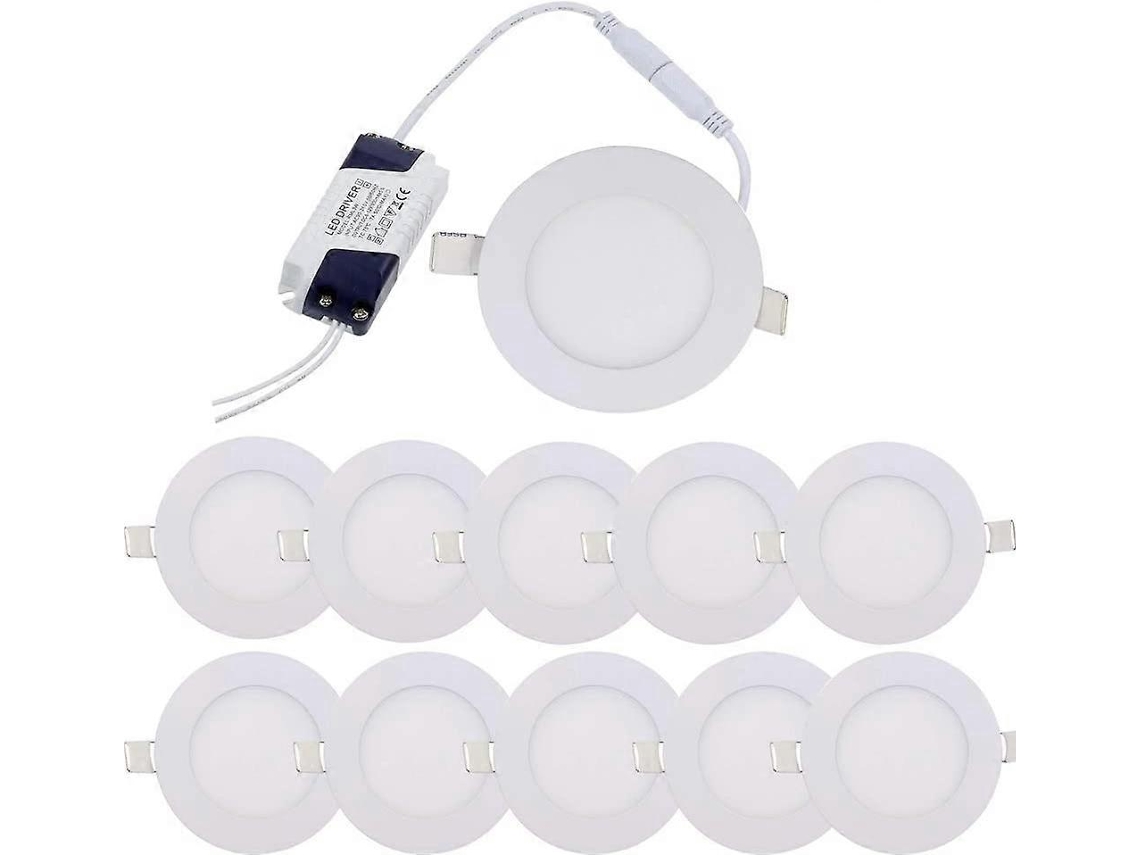 Omni luzes Led Embutidas Ultra Finas 3w Luz Branca Quente 3000k Painel Redondo 10 Unidades para Teto