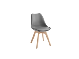 Cadeira Carlotta Com Assento Estofado Em Couro Sintético Cinza Escuro E Pés Em Madeira De Faia - Design Moderno Para Salas De Estar E Escritórios.