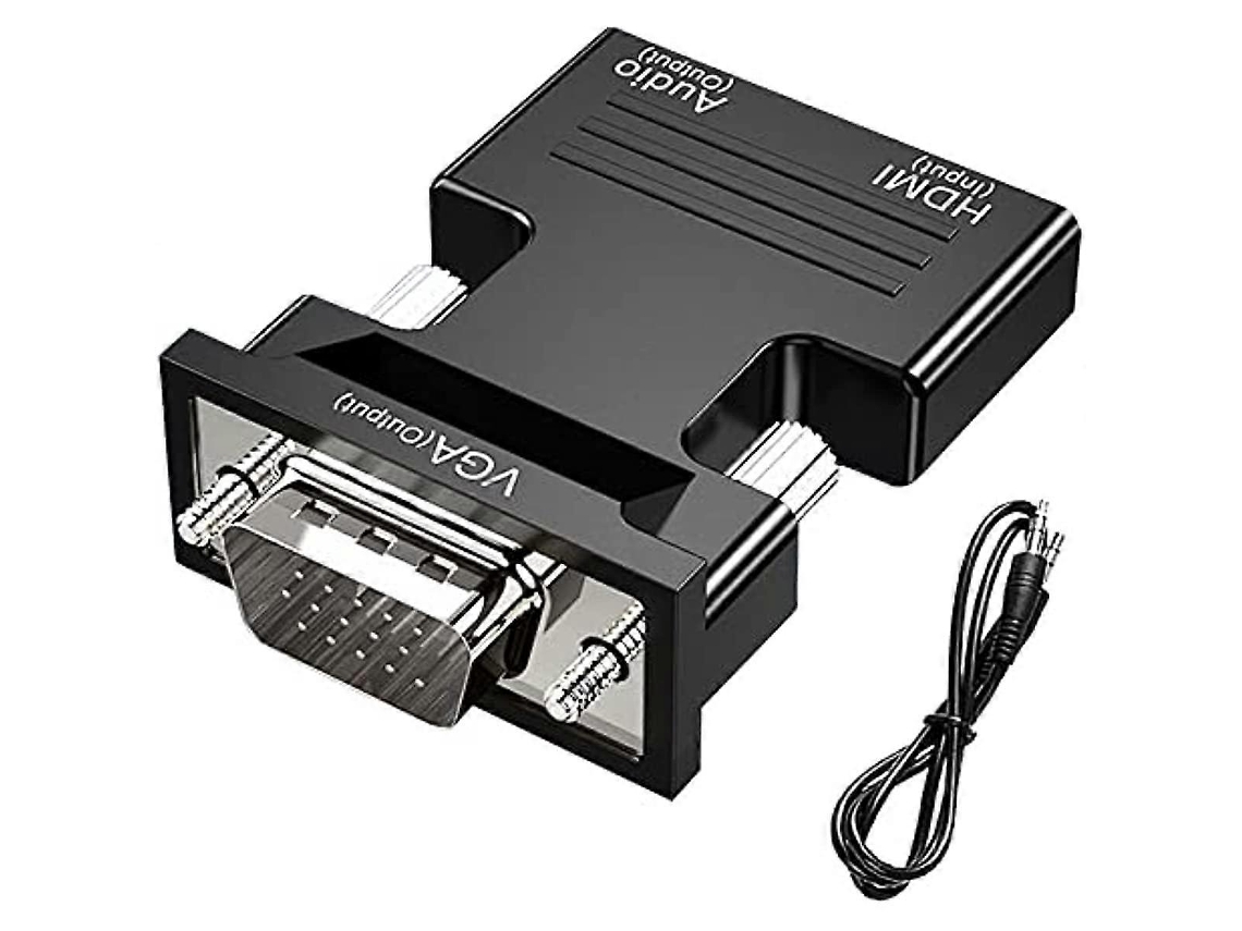 Compatível com adaptadores HDMI para VGA e adaptadores HDMI fêmea para VGA macho, suportando saída de áudio e vídeo Full HD 1080p para laptops.