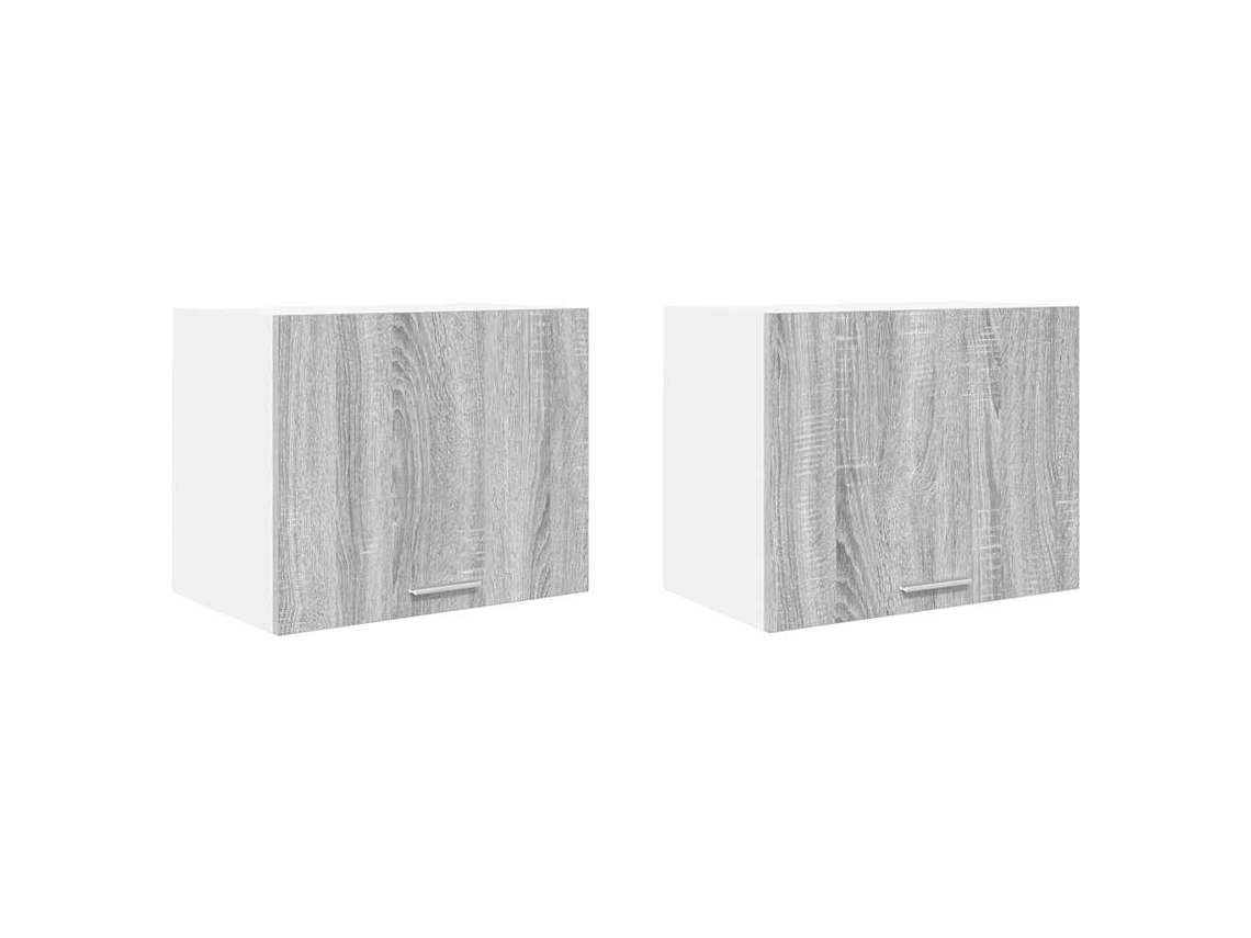 Conjunto de 2 Armários Suspensos Cinza Sonoma e Branco (50x31x40 cm)