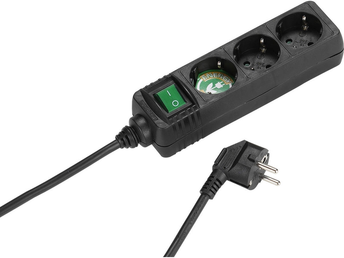 Extensão 3T VIVANCO Com Interruptor 1.4M (Preto)