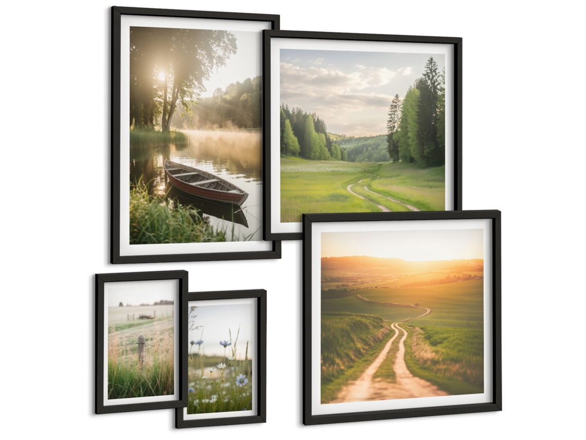 Conjunto De Pinturas Paisagens De Água E Verde Espelharte (5 Peças)