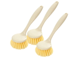 Set De 3 Cepillos De Cocina Con Mango Largo, Punta Redonda, Para Platos, Ollas Y Sartenes, Plástico