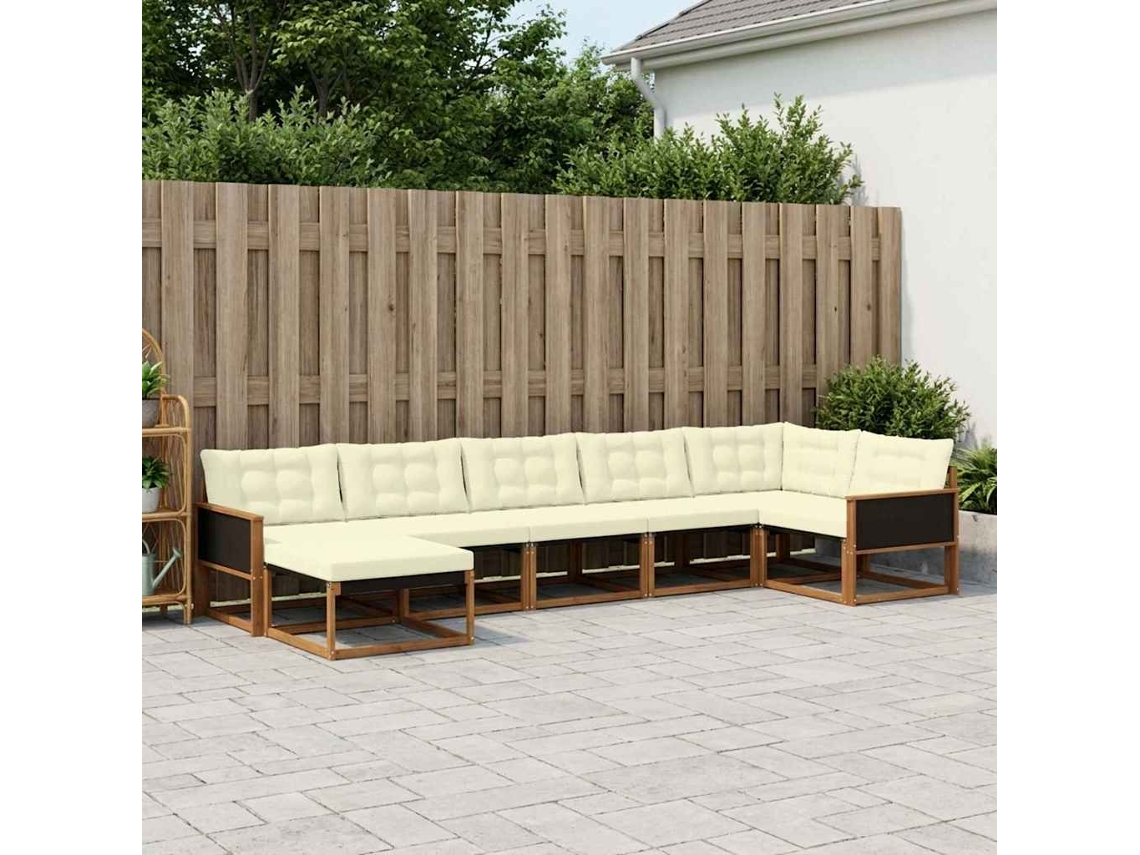 Vidaxl Conjunto De Sofás Para Exterior 7 Unid. Natural E Creme