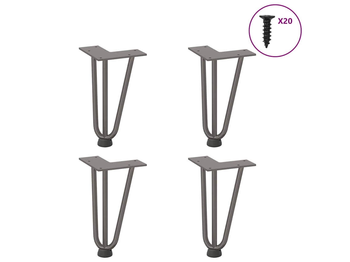 Vidaxl Pernas De Grampo Para Mesa De Centro 4 Peças Aço Natural 20 Cm Aço Maciço
