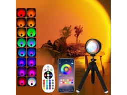 Luminária Led Sunset Lamp com Intensidade Ajustável para Quarto, Projetor de Luz Solar, Luz Noturna Rgb para Iluminação Ambiente BRILVIBERA