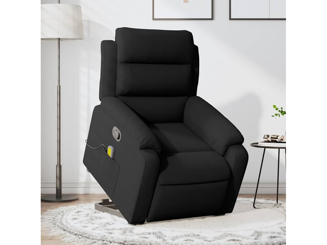 Vidaxl Poltrona Elevatória De Massagens Veludo Preto