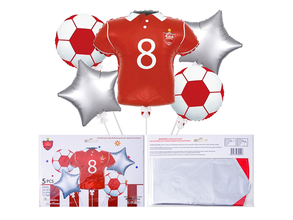 5 Balões Metalizados para Decoração de Festa Aniversário com Tema Futebol Fãs AQUAFORGE