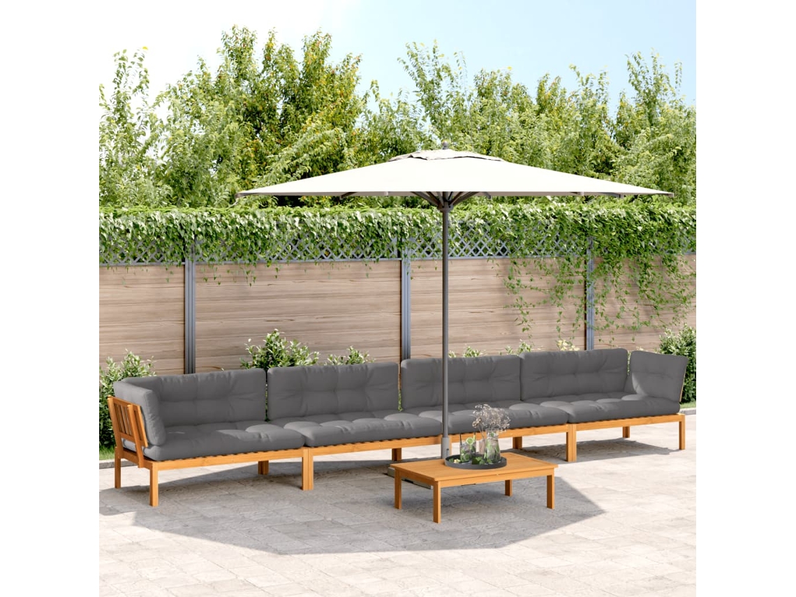 5 Pcs Móveis De Paletes P/ Jardim Com Almofadões Acácia Maciça Dkd Home Decor
