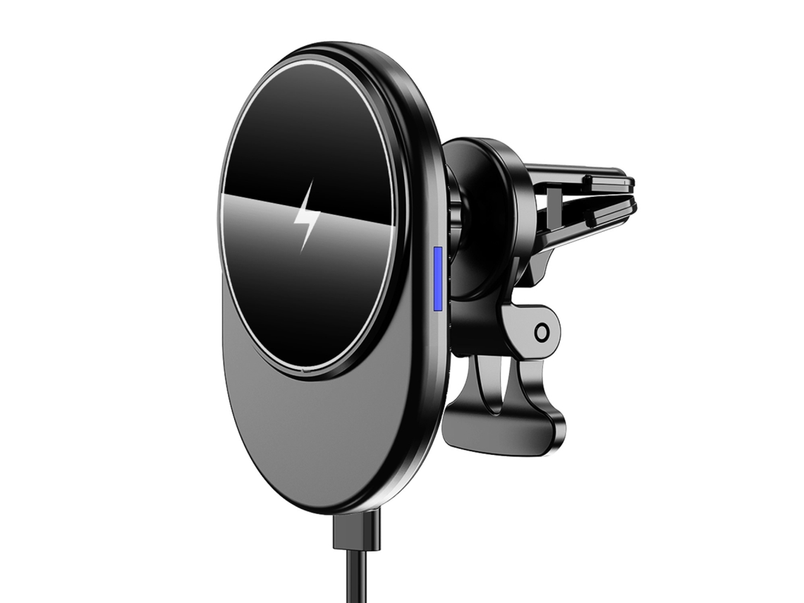 Suporte Veicular Setty Magsafe Para Saída De Ar Com Carregamento Indutivo, Led Oval Ms Preto Qmus-k-01