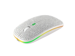 Rato Yizhood Bluetooth 5.0 Sem Fio 2.4g Recarregável Cravejado De Diamantes Silencioso Ultrafino Usb Portátil Para Laptop Pc Prata