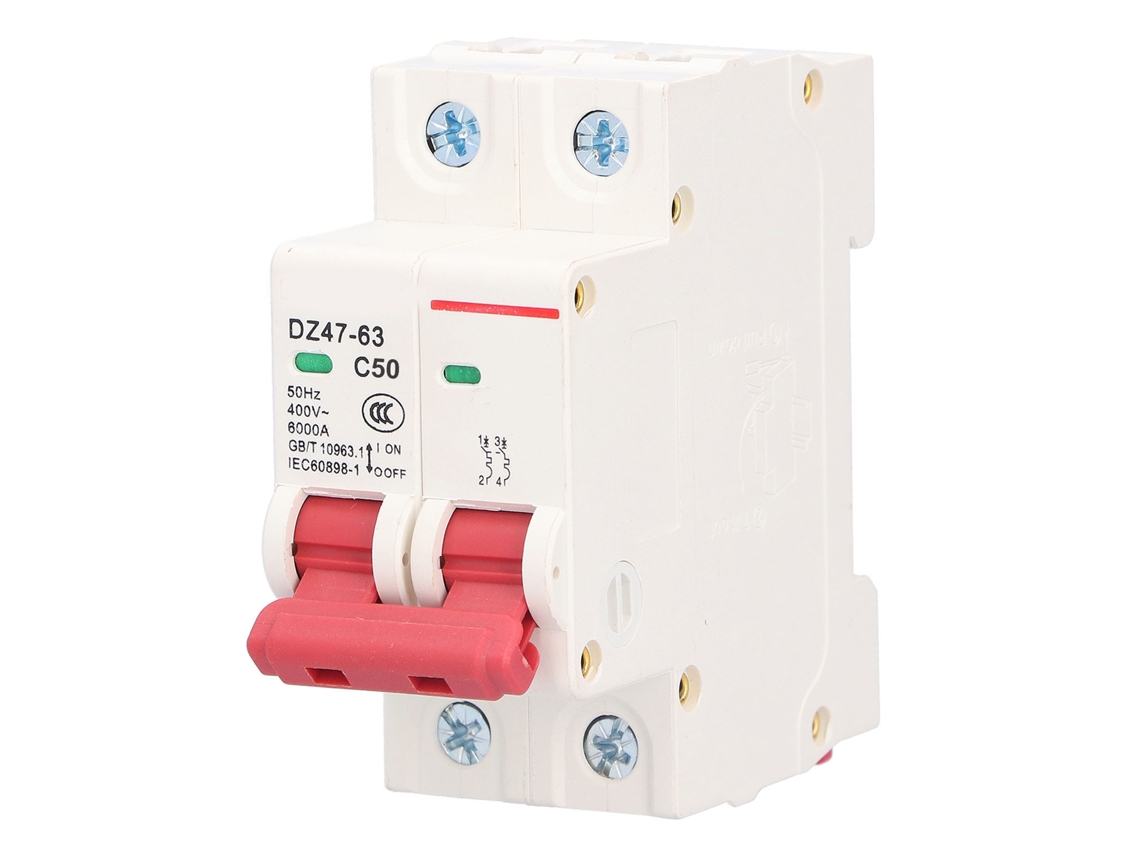Disjuntor Miniatura 2p 50a Com Janela Visual Humanizada Para Proteção Contra Sobrecarga
