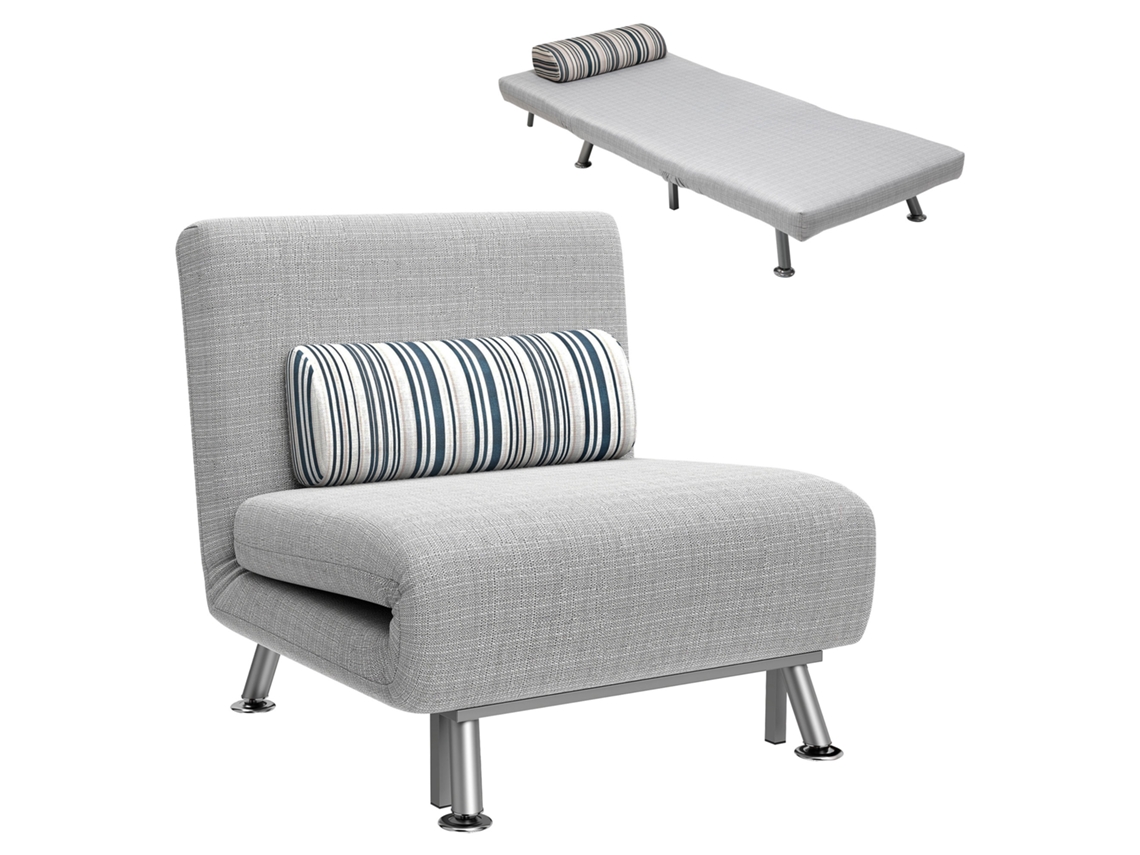 Cama Solteiro Cinza Claro 75x70x75cm 3 em 1, 5 Níveis, Sofá cama Aço/linho. Ge