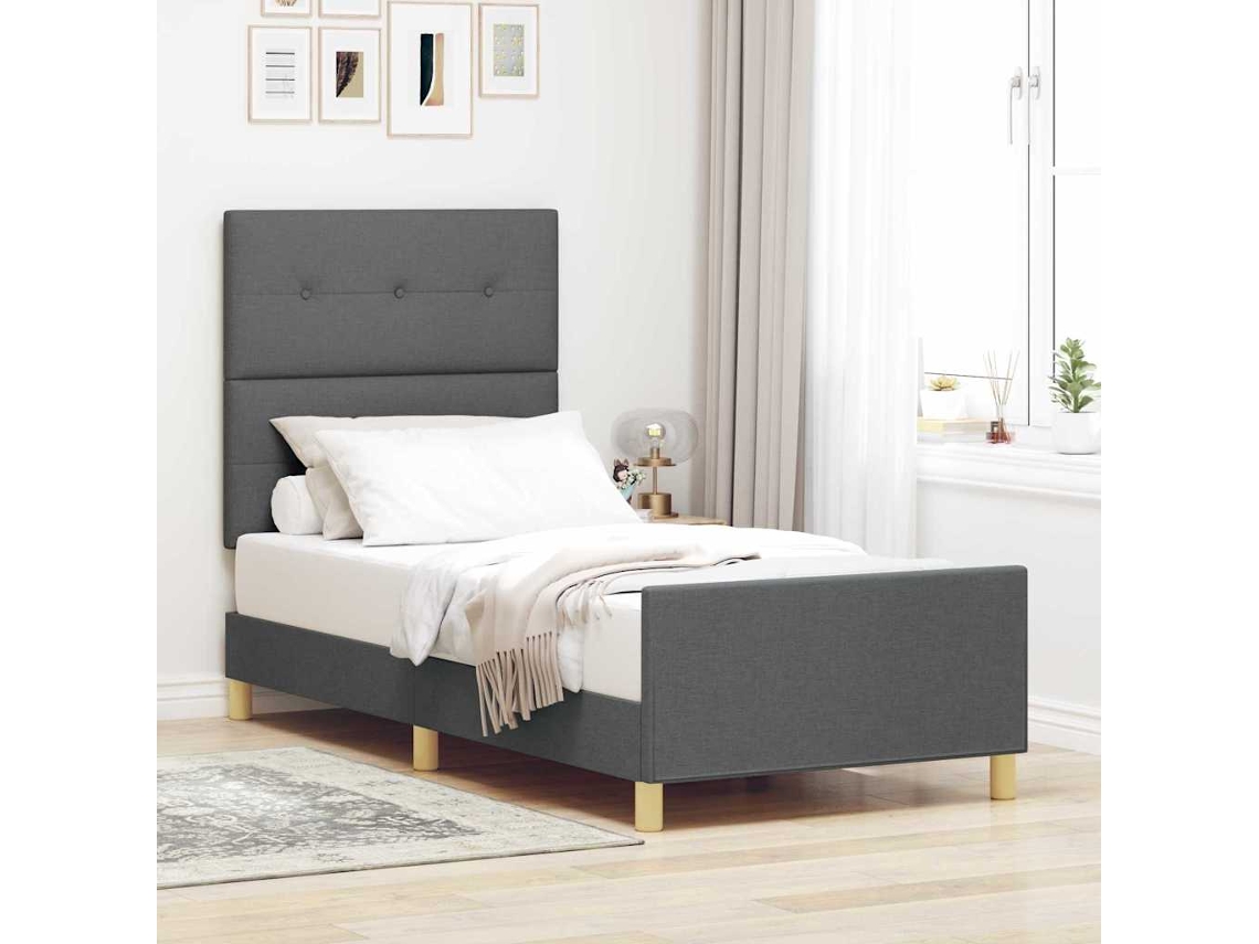 Vidaxl Estrutura Da Cama Cinzento Escuro 90 X 200 Cm Tecido