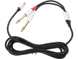 Cabo De Áudio Usb-c Para Dois Conectores 6,35 Mm Laptops E Mesas