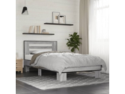 Estrutura Cama 100x200 Cm Derivados Madeira/metal Cinza Sonoma