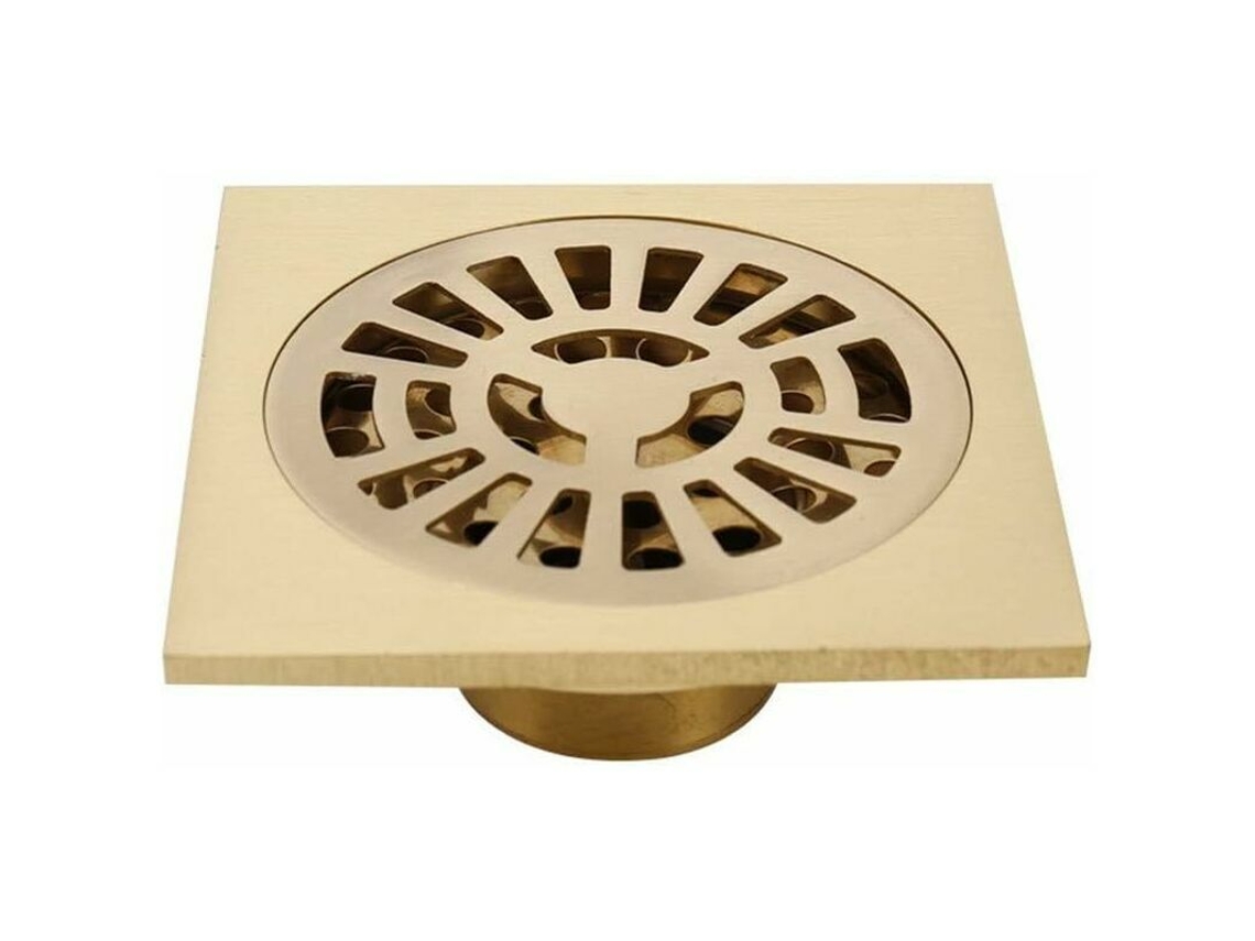 Ralo de Chuveiro, Piso Quadrado Latão 4" com Tampa Removível, Coletor Cabelo para Cozinha, Vaso Sanitário, da Debuns AQUAFORGE