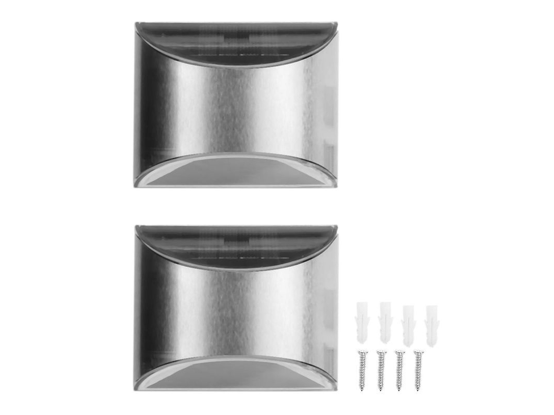 Luzes Solares Para Paredes E Postes De Cerca Com 4 Leds Brancos - Prata