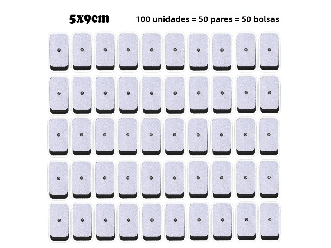 (100 Unidades) Eletrodos Autoadesivos E Condutores Para Estimulação Muscular Tens/ems
