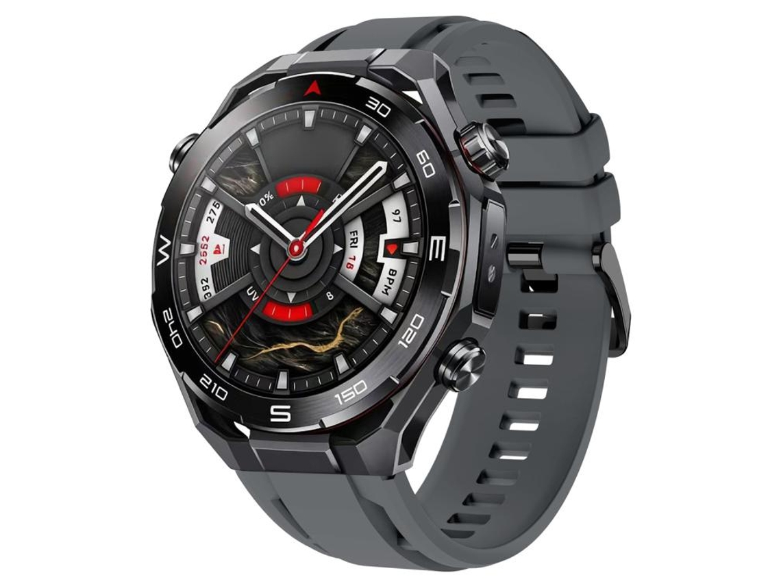 Bracelete Para Huawei Watch Ultimate 2 - Silicone Esportivo - Fivela Preta Cinza Escuro