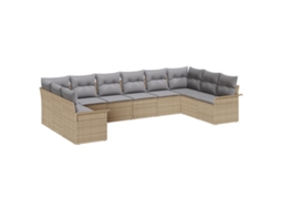 Conjunto 10 Conjunto De Sofá Modular Vidaxl Bege Vime Pe (344 X 187,5 X 85 Cm)
