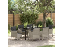 Vidaxl Conjunto de Jantar para Jardim 7 Pcs Cinzento claro Vime Pe