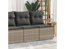 Vidaxl 2 Pcs Conjunto Sofás Jardim Almofadões Vime Pe/acácia Cinzento