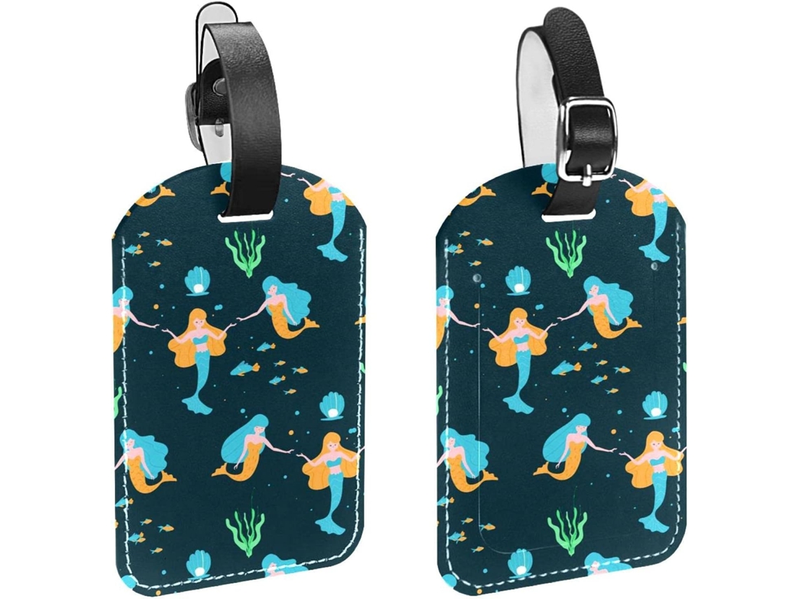 Conjunto De 2 Etiquetas Identificação Bagagem Com Tema Sereia Evitar A Perda Malas E Bagagens