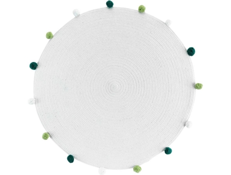 Tapete DOUCEUR D'INTÉRIEUR PompomParty (Branco - 90 x 90 cm - Poliéster)