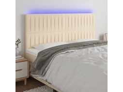 Vidaxl Cabeceira Cama C/ Led Tecido 160x5x118/128 Cm Crème