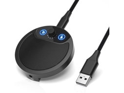 Microfone Conferência Usb Omnidirecional Botão Yizhood Preto