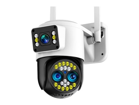 Câmara de Vigilância Exterior Wifi Dupla Lente, Deteção Humana, Visão Noturna a Cores HYMNORA