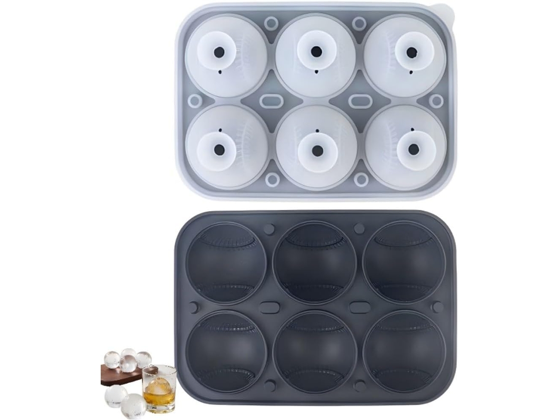 Forma De Gelo Esférica Em Forma De Bola De Basebol Ideal Para Cocktails, Bourbon, Conhaque E Whisky. Preto Hexinyigjly