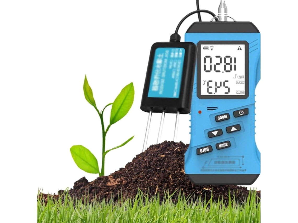 Analisador De Solo Digital 7em 1com Sensor Npk, Medidor Ph, Leitor Umidade E Condutividade Elétrica, Detector
