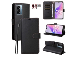 Capa De Celular Carteira Tripla Em Couro Com Textura De Lichia E Bloqueio Rfid Para Oppo A57 5g / A77 5g / K10 5g (índia)