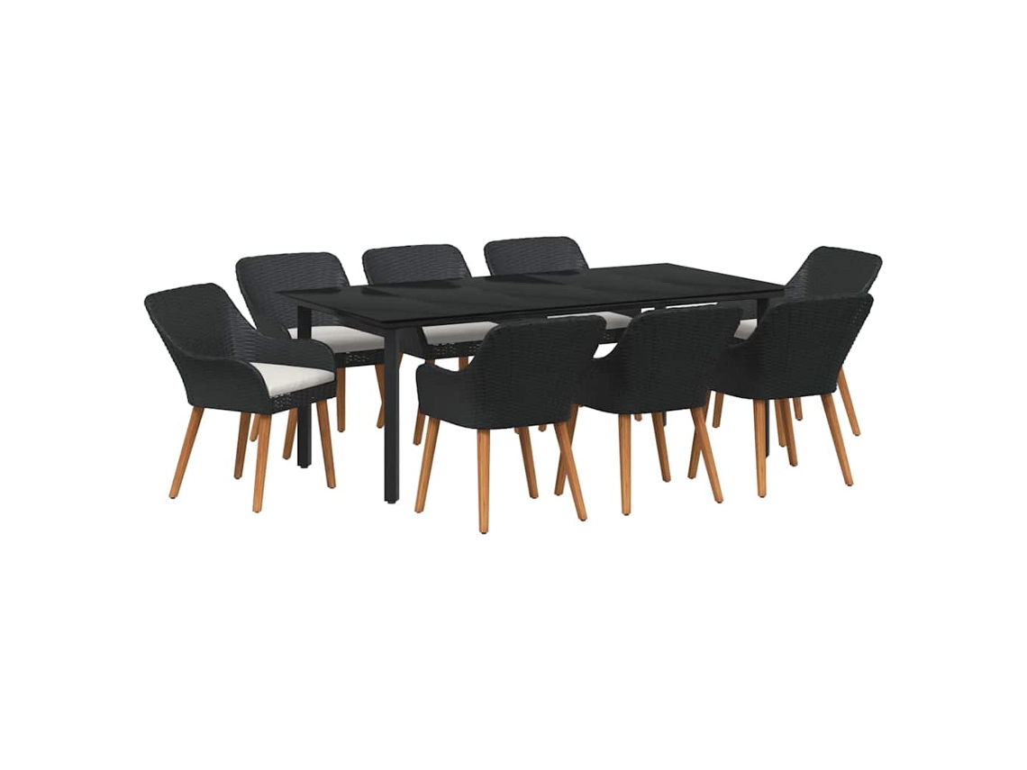 Maison Exclusive - Conjunto De Jantar Para Jardim Com Almofada 9 Pcs Preto Vime Pe