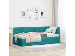 Vidaxl Estrutura De Cama De Canto Turquesa 90 Cm X 190 Cm Veludo