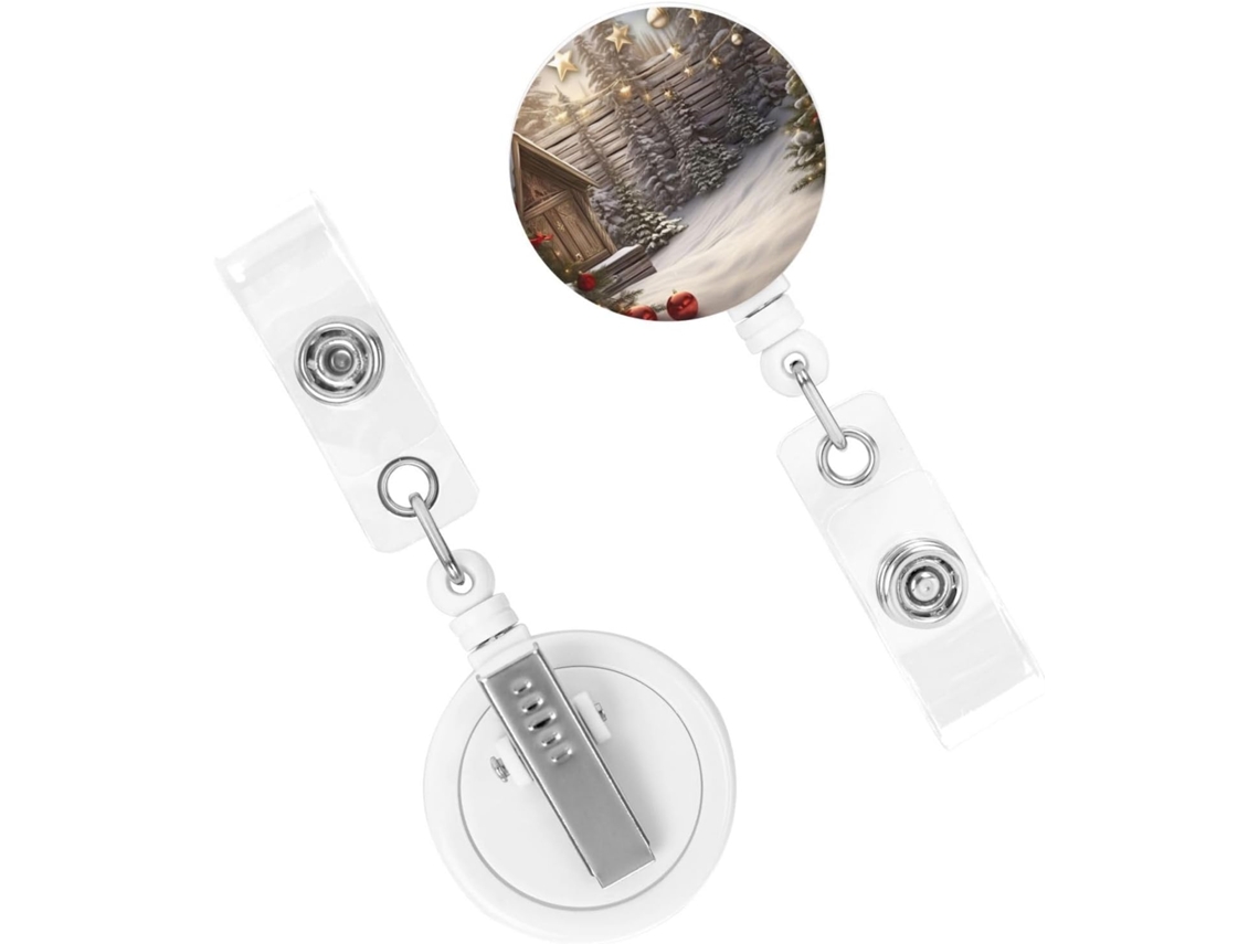 Porta Crachá Retrátil Resistente, Porta Crachás de Madeira Natalinos, Chaveiros Com Clip Resistente, Porta Cartões