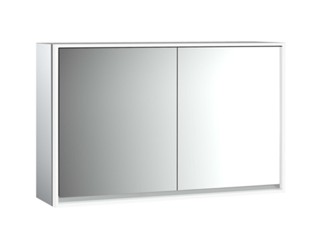 Armário de Espelho Iluminado Loft 1300Mm 2 Portas Modelo de Montagem de Superfície 9798 Cor: Alumínio/Espelho EMCO