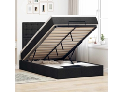 Vidaxl Estrutura De Cama Otomana Com Colchão Preto 120x190 Cm Tecido