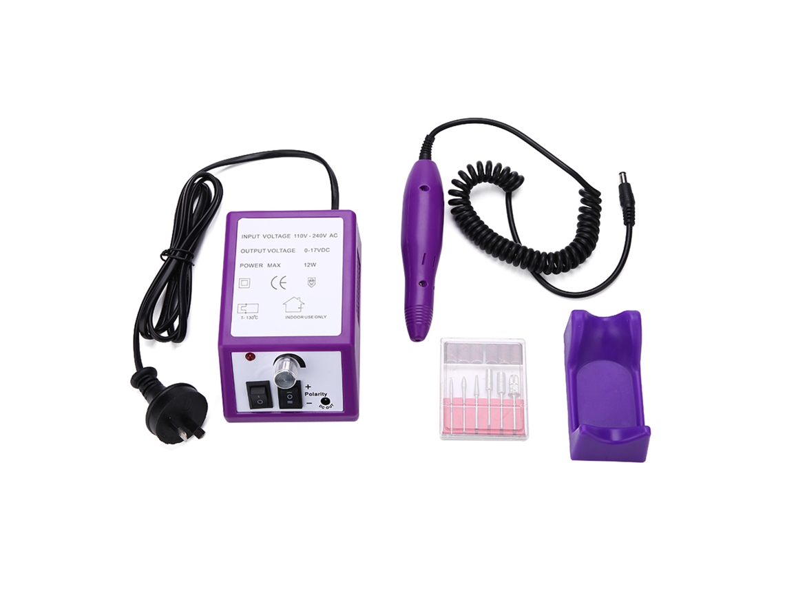 Kit de lixadeira elétrica para unhas profissional, cor roxa.
