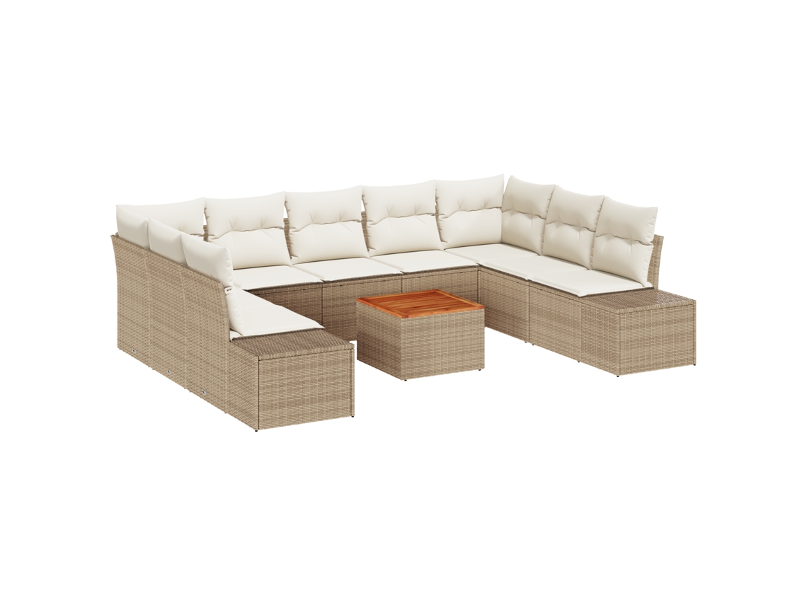 Conjunto 10 Conjunto De Sofás Para Jardim Vidaxl Bege Vime Pe (55 X 55 X 37 Cm)