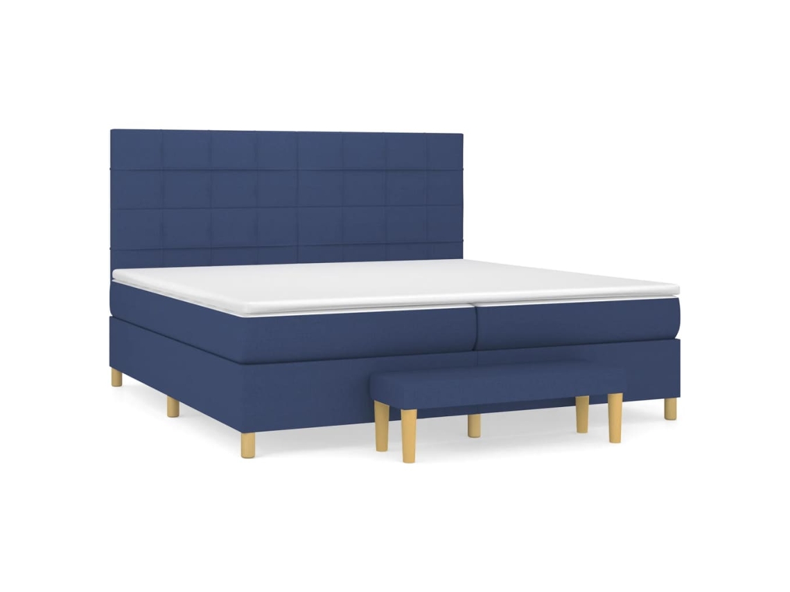 Cama com Molas/colchão 200x200 Cm Tecido Azul MAISON EXCLUSIVE