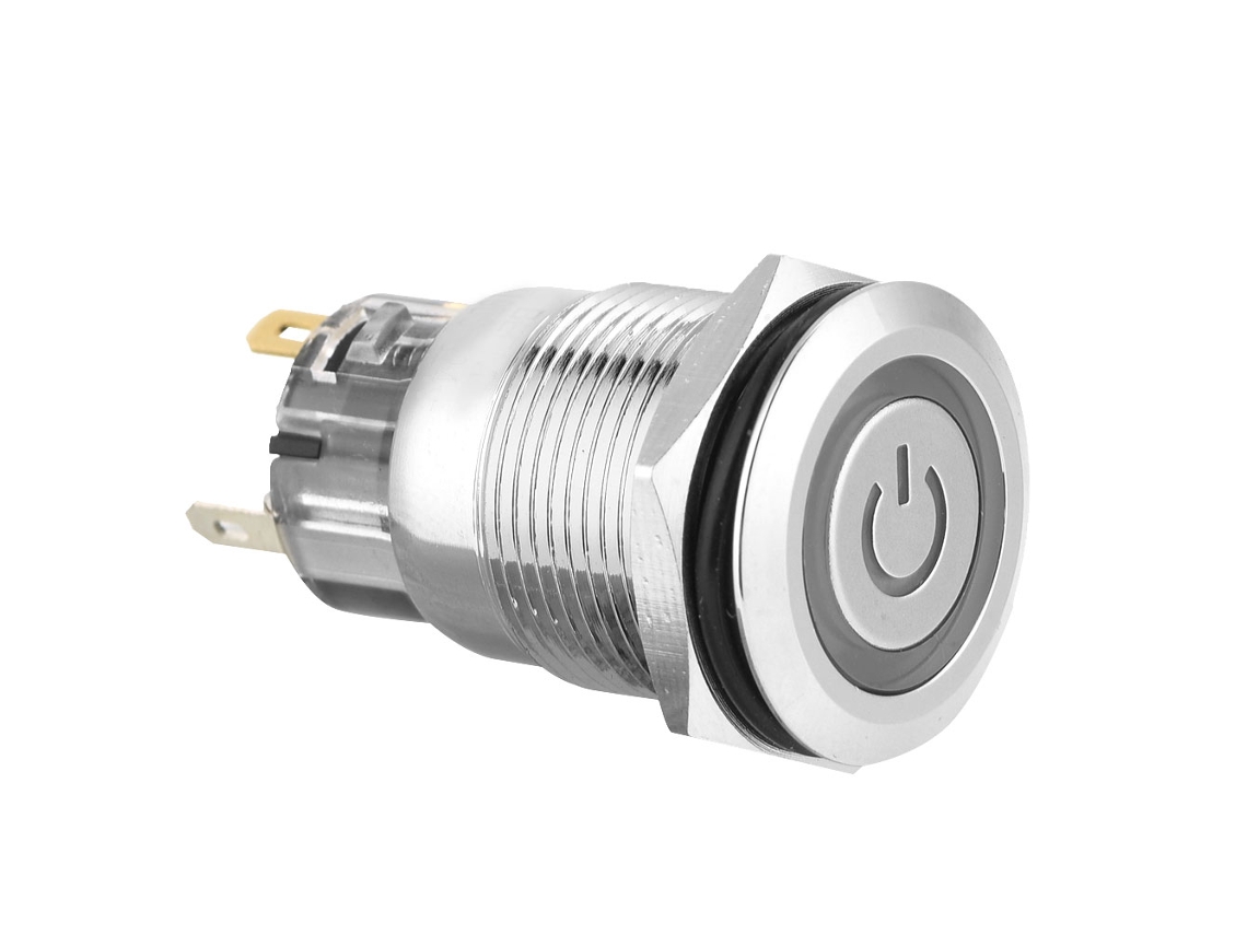 Interruptor Push button Auto bloqueio Metal com Led 24v Impermeável