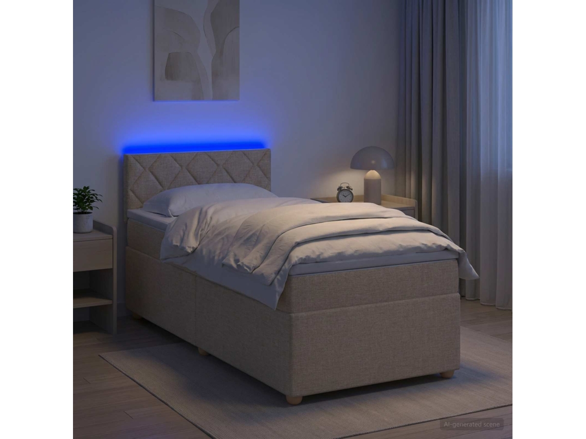 Vidaxl Cama Box Spring Com Colchão Creme 100 X 200 Cm Tecido