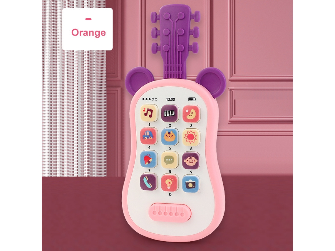 Telemóvel Educativo Design De Guitarra Para Bebés Hexinyigjly Música, Luzes, Aprendizagem Precoce Rosa